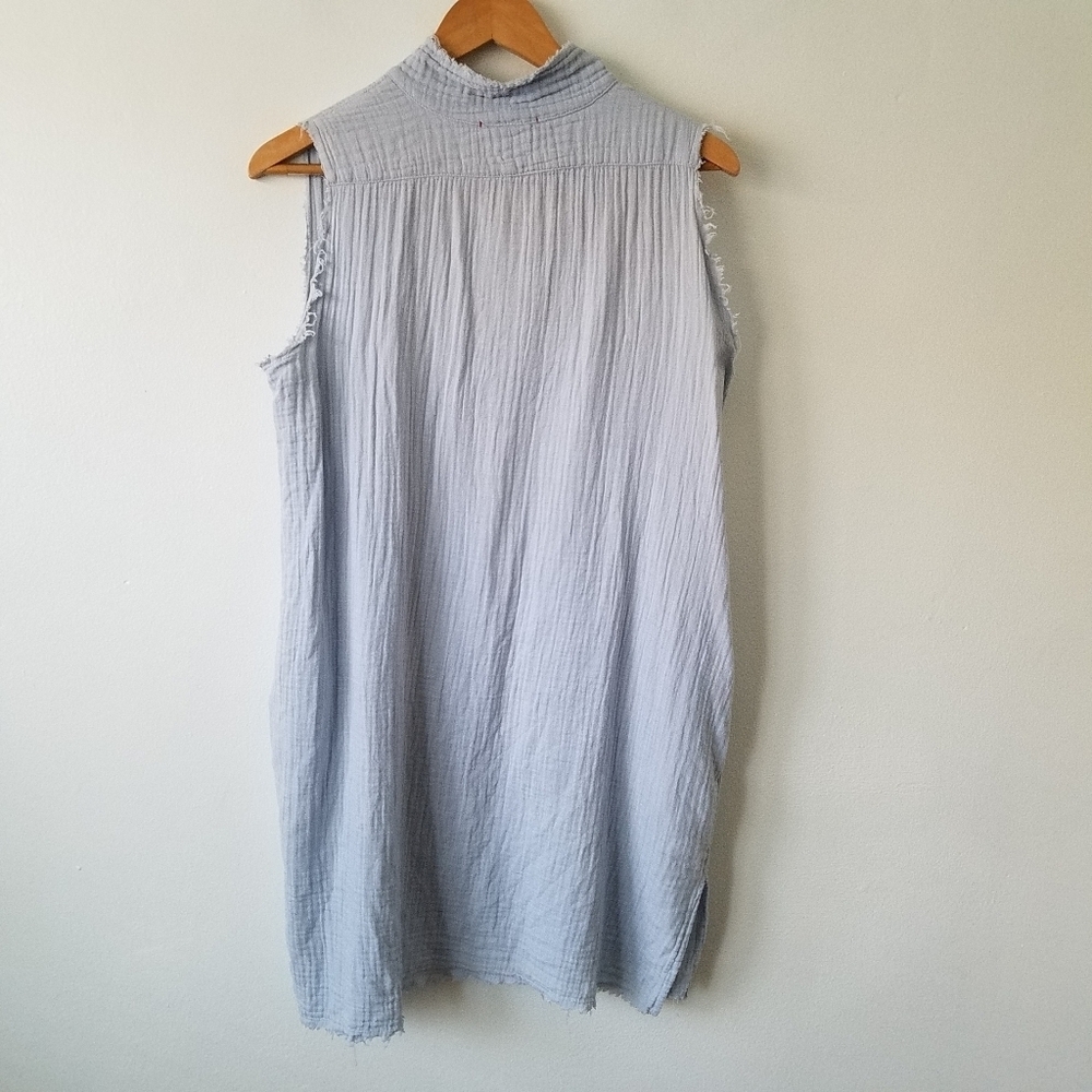 Stark X 100% Cotton Gauze Blue Sleeveless Oversized Tunic Top Size Small - Picture 2 of 13